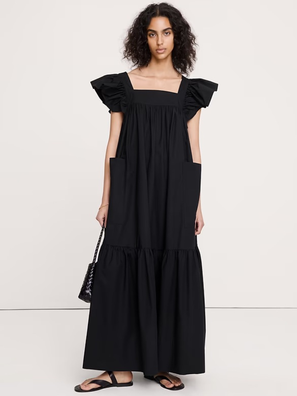 Banana Republic Cotton Poplin Flounce Maxi Dress Old Money Quiet Luxury NWOT Sm